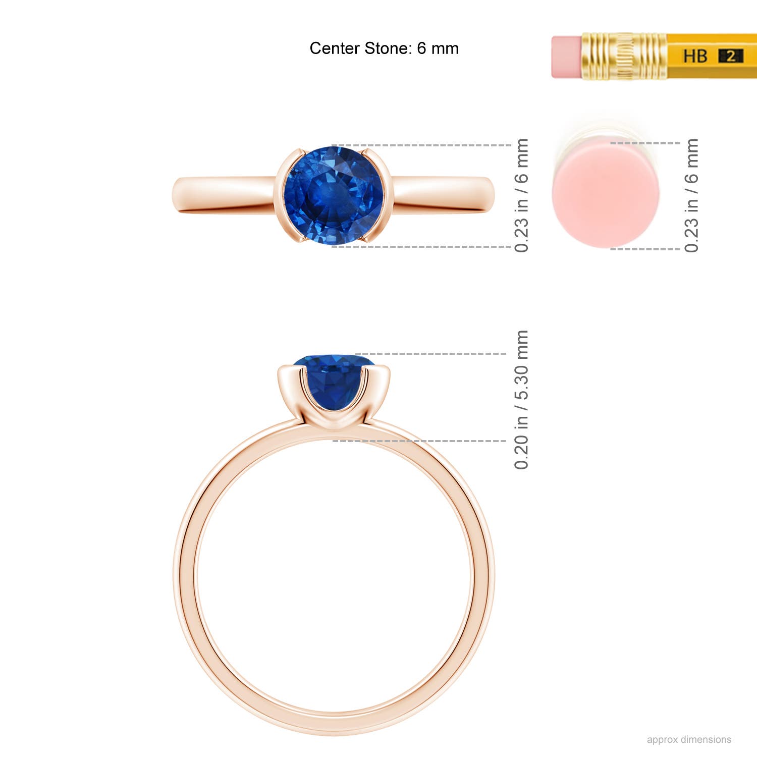 AAA - Blue Sapphire / 1 CT / 14 KT Rose Gold