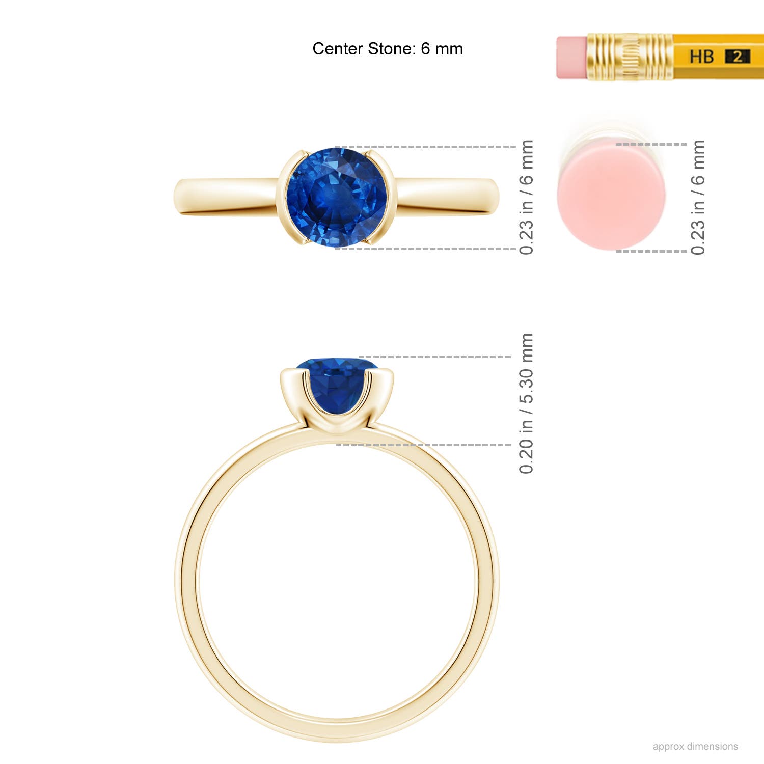 AAA - Blue Sapphire / 1 CT / 14 KT Yellow Gold