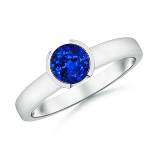 6mm AAAA Semi Bezel-Set Sapphire Solitaire Engagement Ring in White Gold