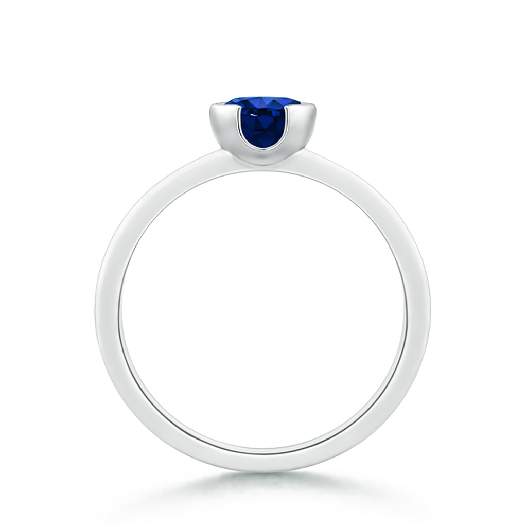 6mm AAAA Semi Bezel-Set Sapphire Solitaire Engagement Ring in White Gold Side 199