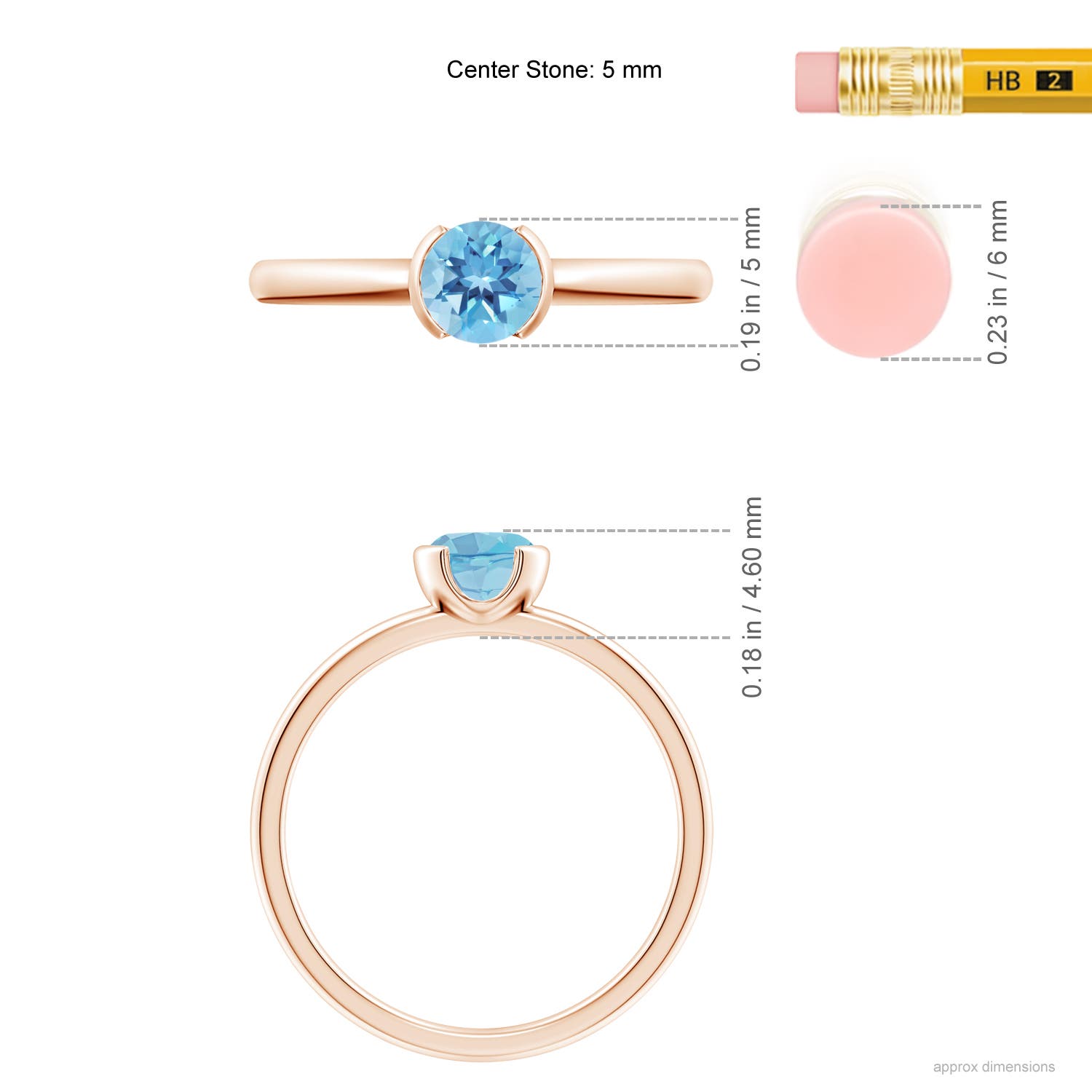 A - Swiss Blue Topaz / 0.6 CT / 14 KT Rose Gold