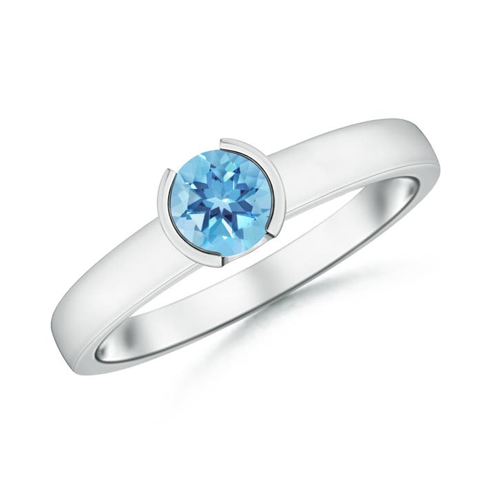 A - Swiss Blue Topaz / 0.6 CT / 14 KT White Gold