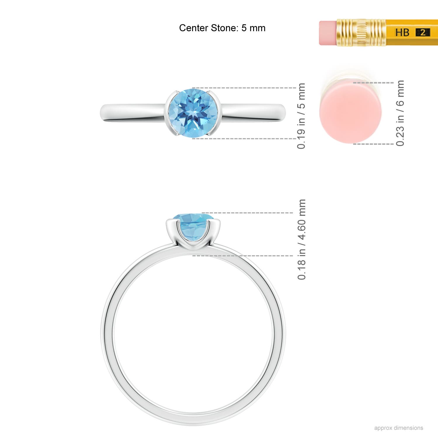 A - Swiss Blue Topaz / 0.6 CT / 14 KT White Gold