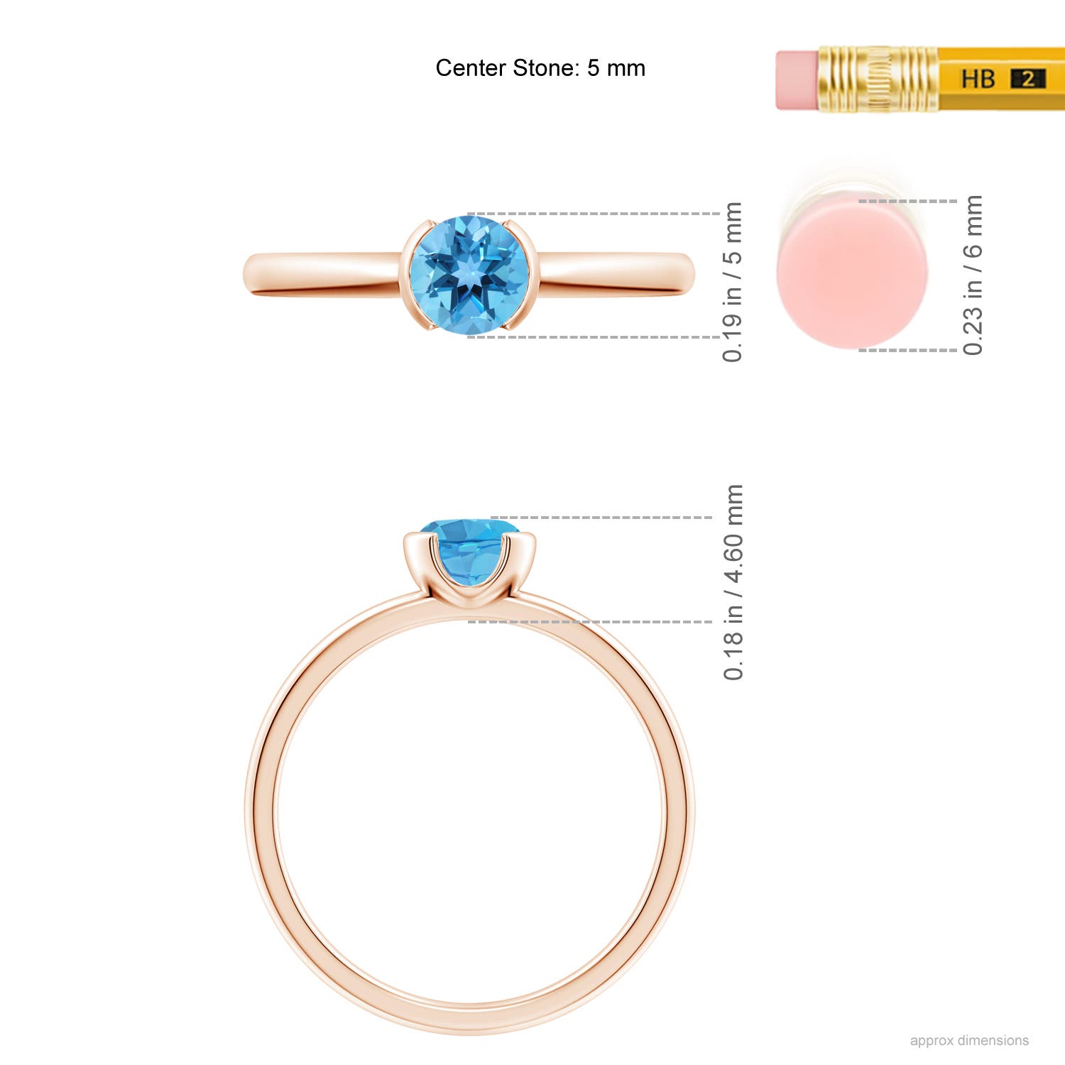 AA - Swiss Blue Topaz / 0.6 CT / 14 KT Rose Gold