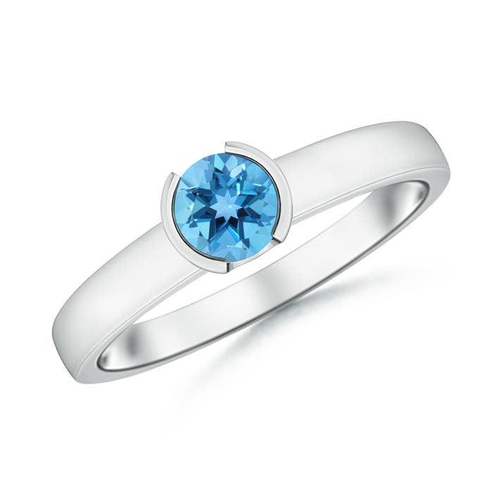 AA - Swiss Blue Topaz / 0.6 CT / 14 KT White Gold