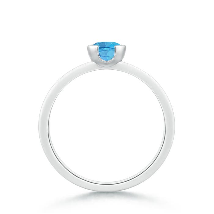 AA - Swiss Blue Topaz / 0.6 CT / 14 KT White Gold