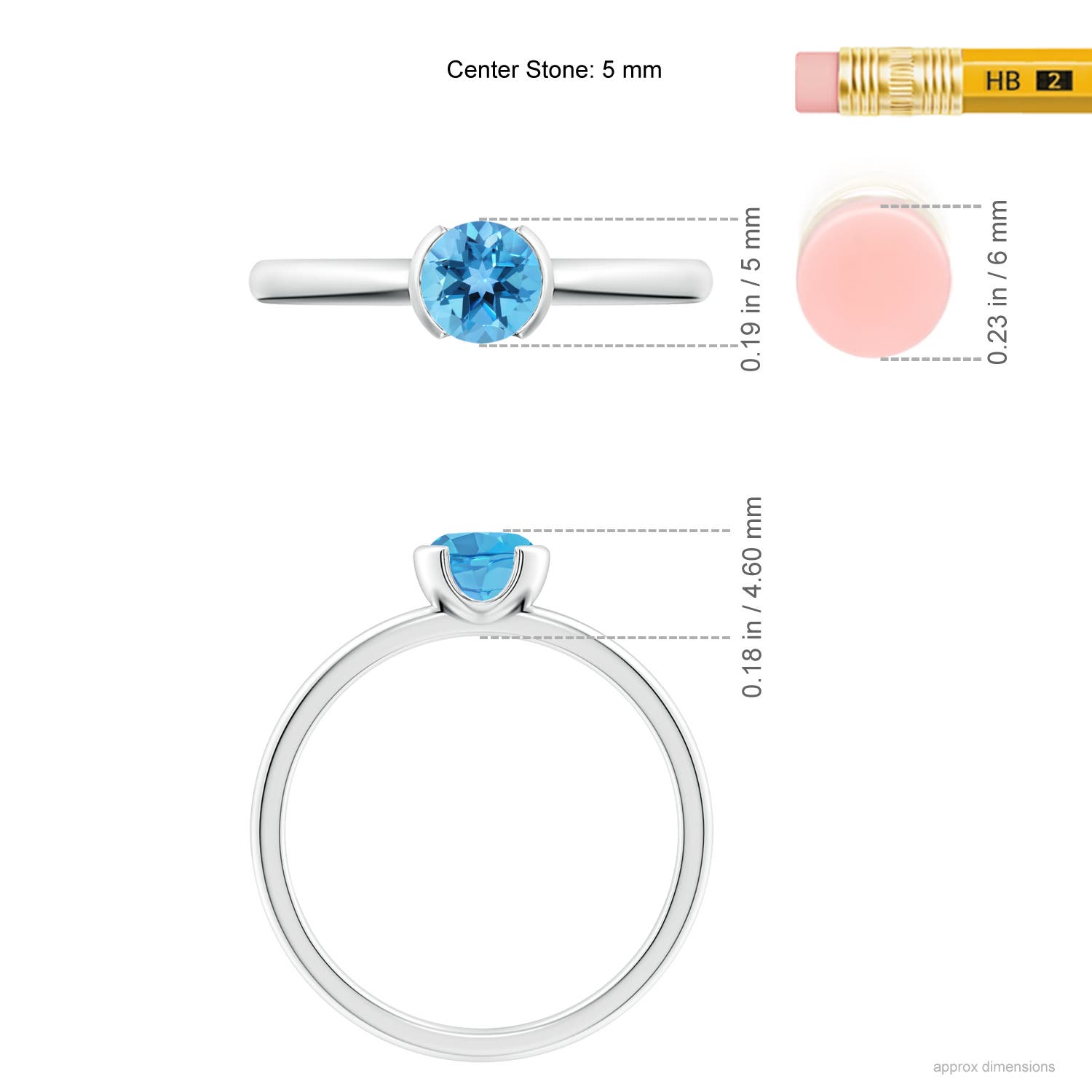 AA - Swiss Blue Topaz / 0.6 CT / 14 KT White Gold