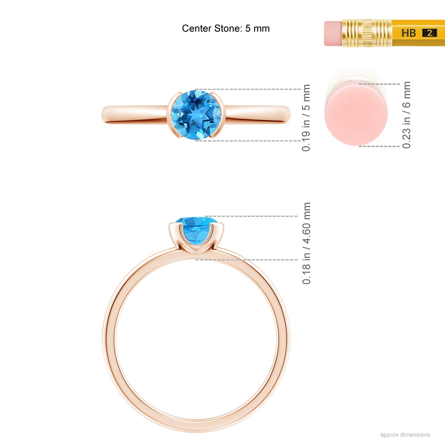 AAA - Swiss Blue Topaz / 0.6 CT / 14 KT Rose Gold