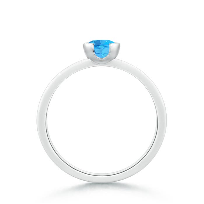 AAA - Swiss Blue Topaz / 0.6 CT / 14 KT White Gold