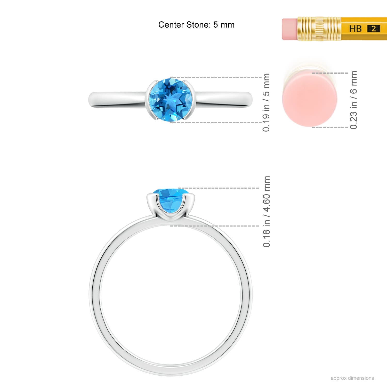 AAA - Swiss Blue Topaz / 0.6 CT / 14 KT White Gold