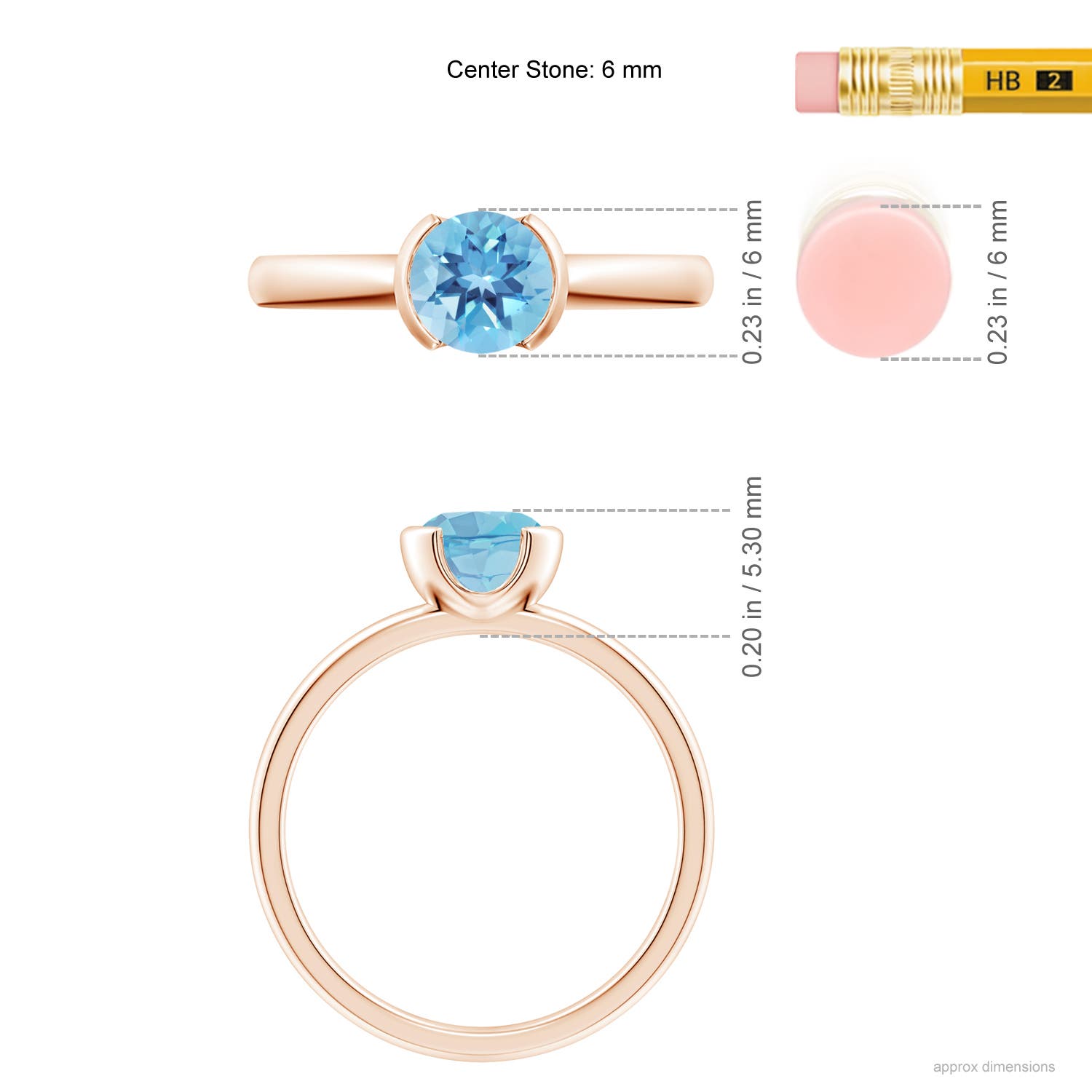 A - Swiss Blue Topaz / 0.95 CT / 14 KT Rose Gold