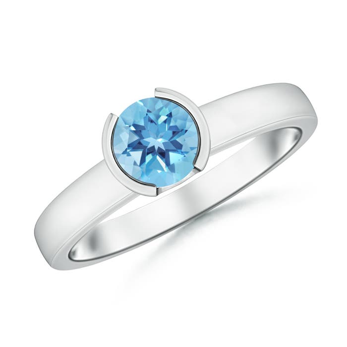 A - Swiss Blue Topaz / 0.95 CT / 14 KT White Gold