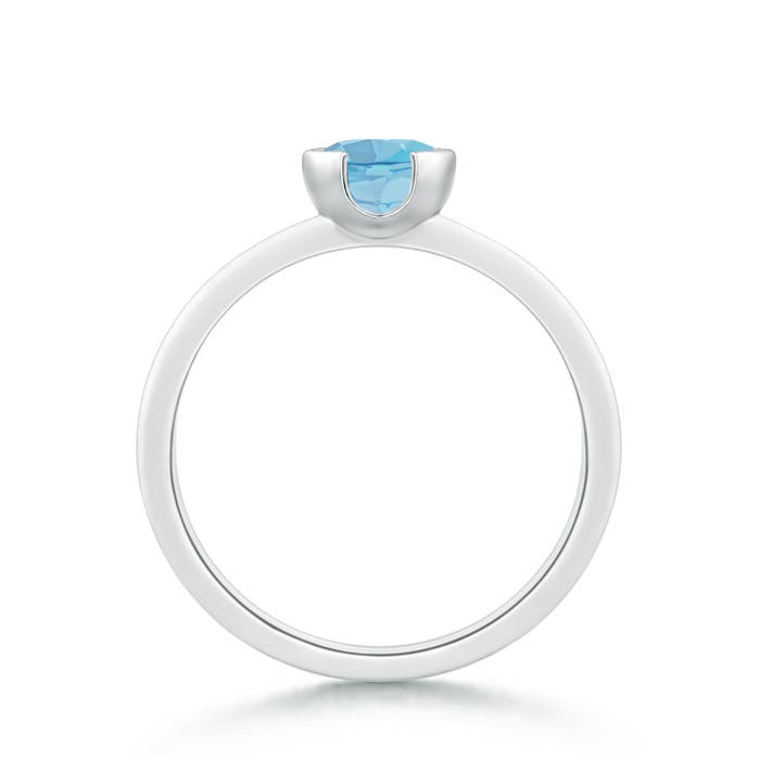 A - Swiss Blue Topaz / 0.95 CT / 14 KT White Gold