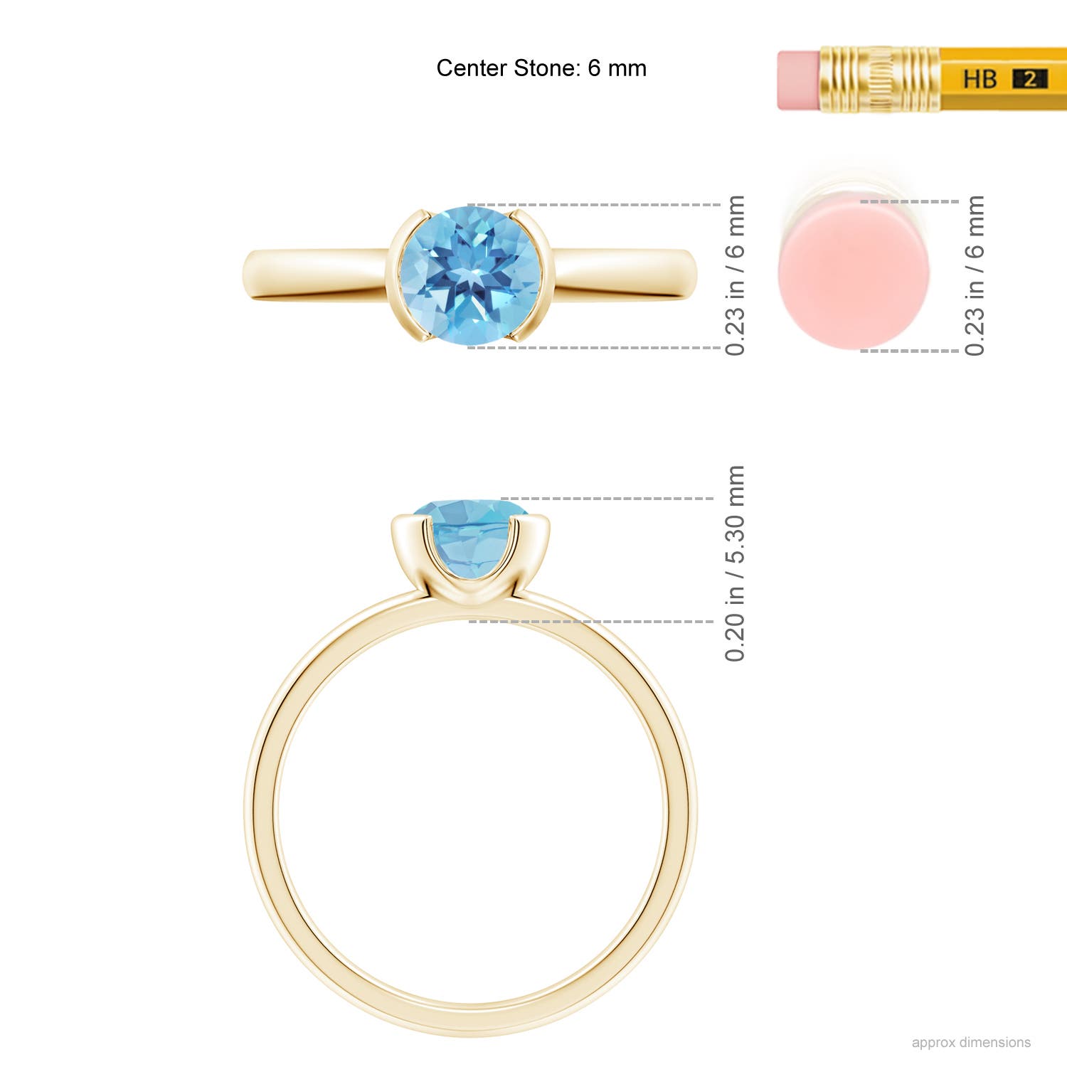 A - Swiss Blue Topaz / 0.95 CT / 14 KT Yellow Gold