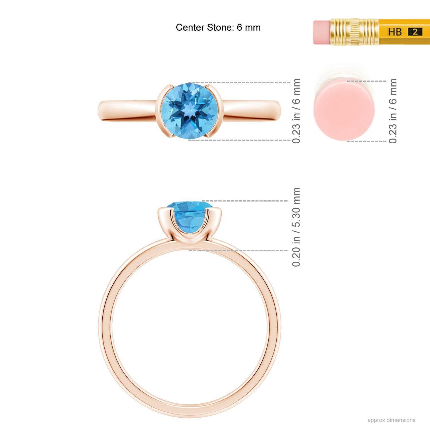 AA - Swiss Blue Topaz / 0.95 CT / 14 KT Rose Gold