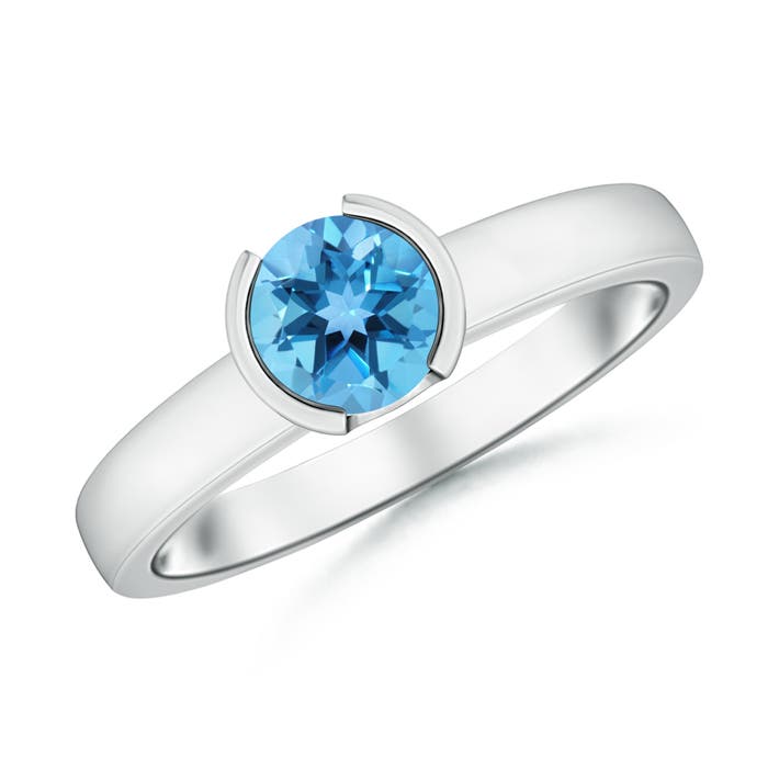 AA - Swiss Blue Topaz / 0.95 CT / 14 KT White Gold