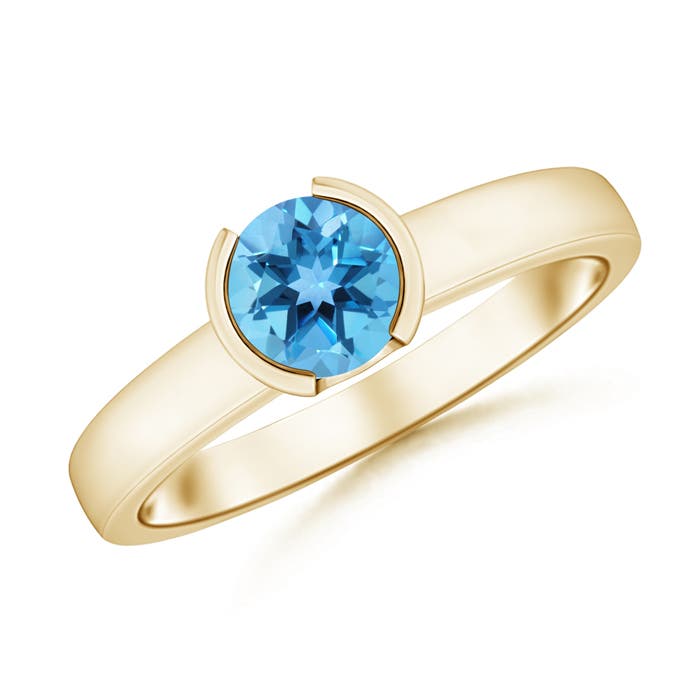 AA - Swiss Blue Topaz / 0.95 CT / 14 KT Yellow Gold