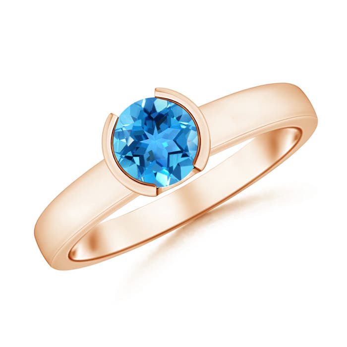 AAA - Swiss Blue Topaz / 0.95 CT / 14 KT Rose Gold