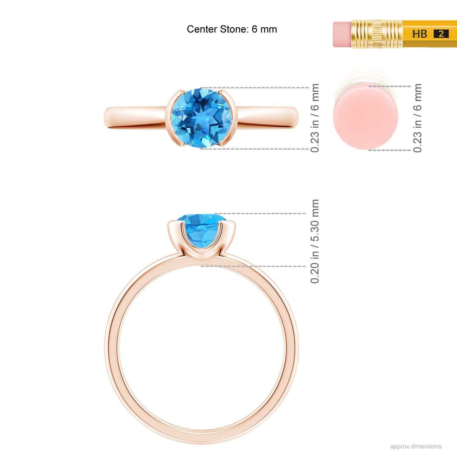 AAA - Swiss Blue Topaz / 0.95 CT / 14 KT Rose Gold