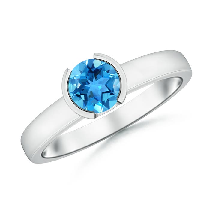 AAA - Swiss Blue Topaz / 0.95 CT / 14 KT White Gold