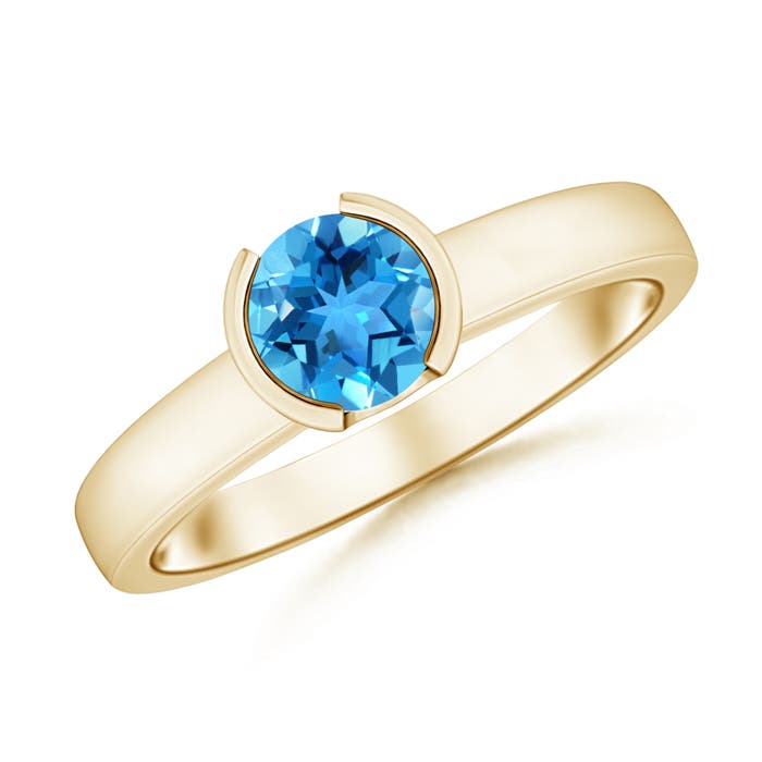 AAA - Swiss Blue Topaz / 0.95 CT / 14 KT Yellow Gold