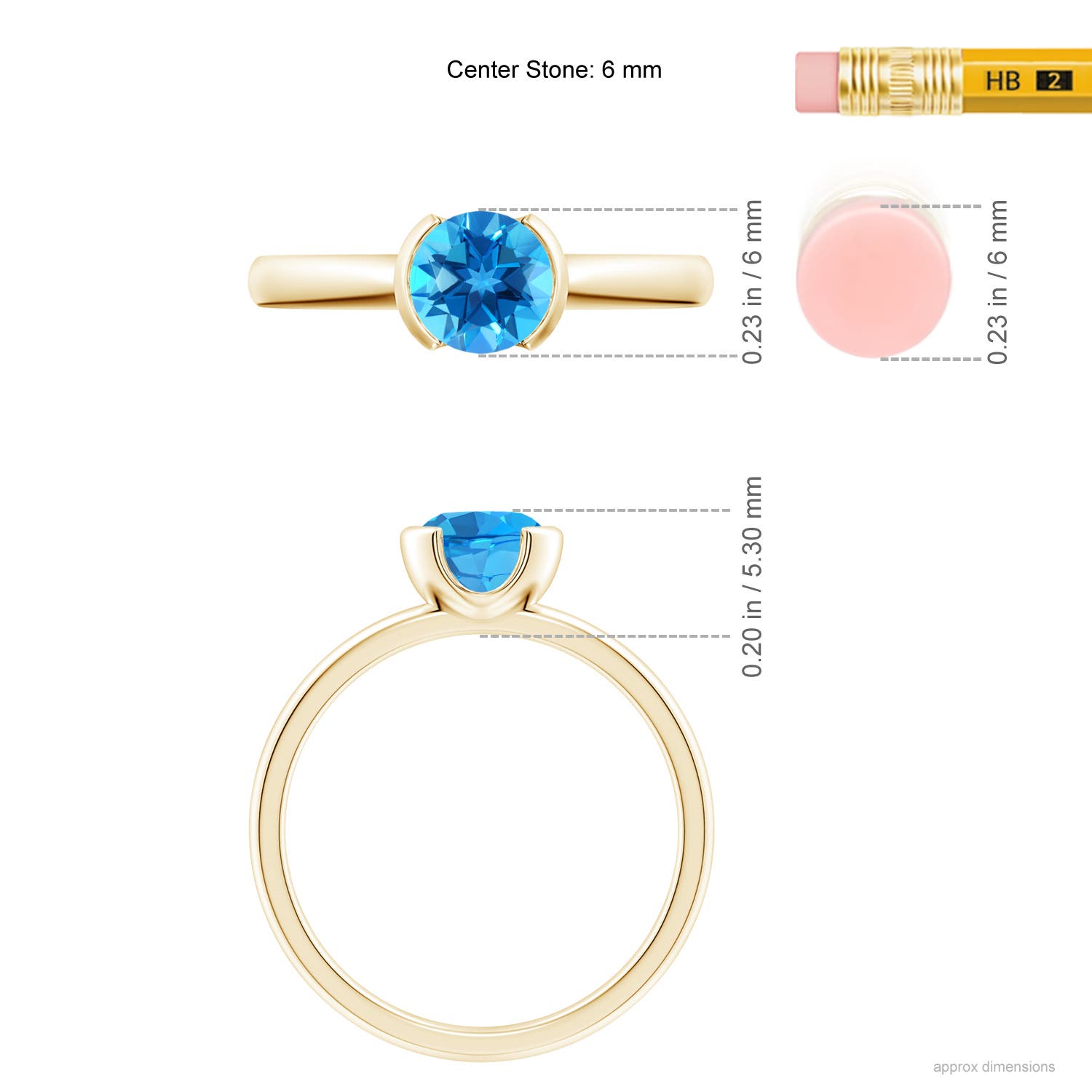 AAAA - Swiss Blue Topaz / 0.95 CT / 14 KT Yellow Gold