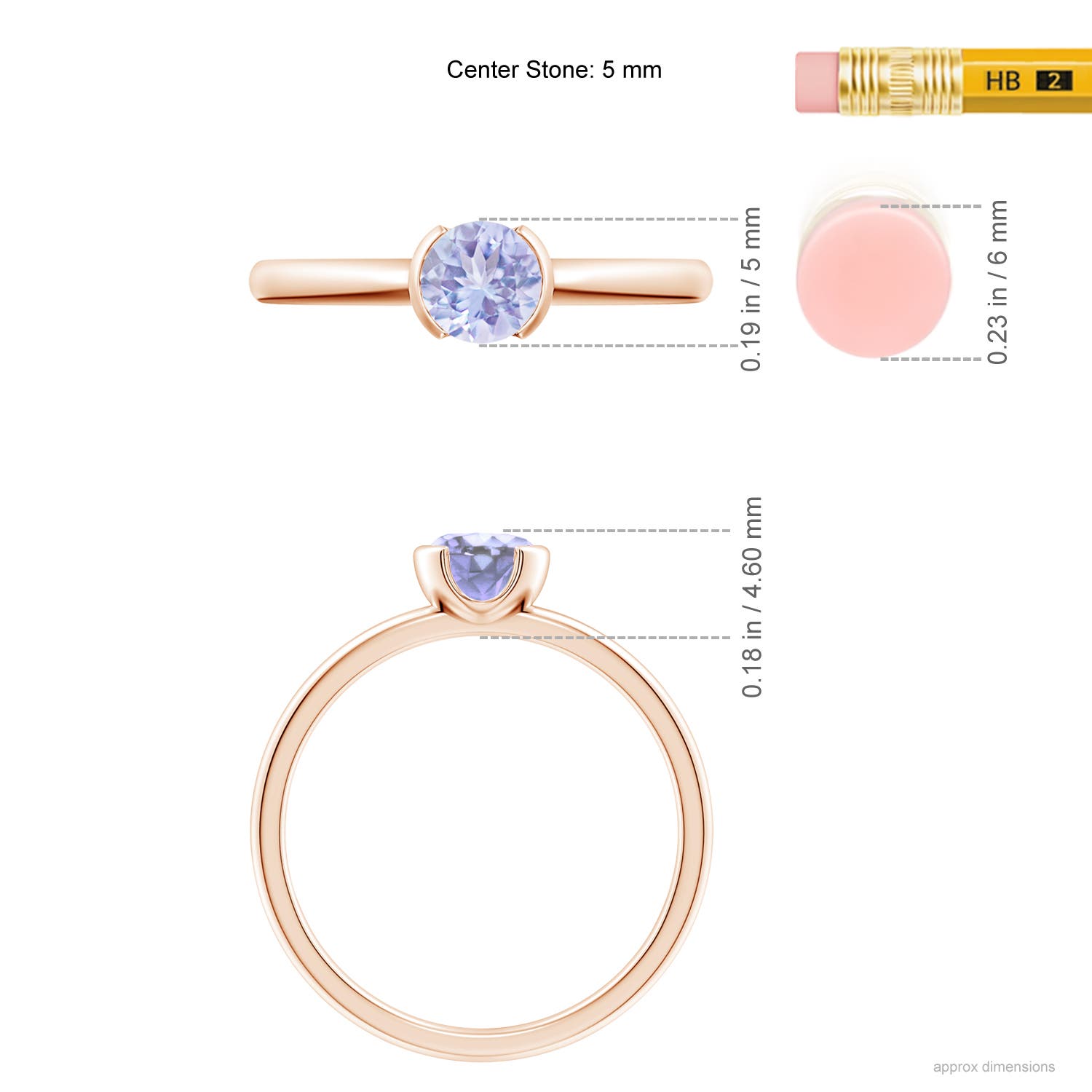 A - Tanzanite / 0.5 CT / 14 KT Rose Gold