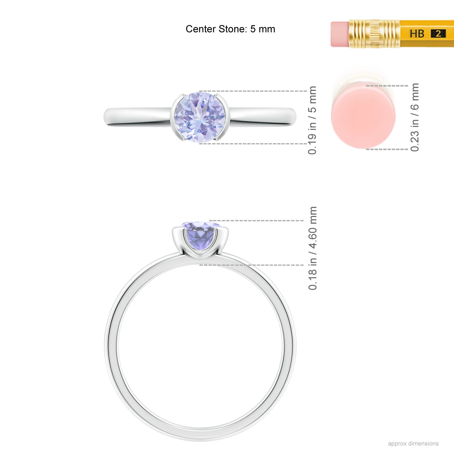 A - Tanzanite / 0.5 CT / 14 KT White Gold