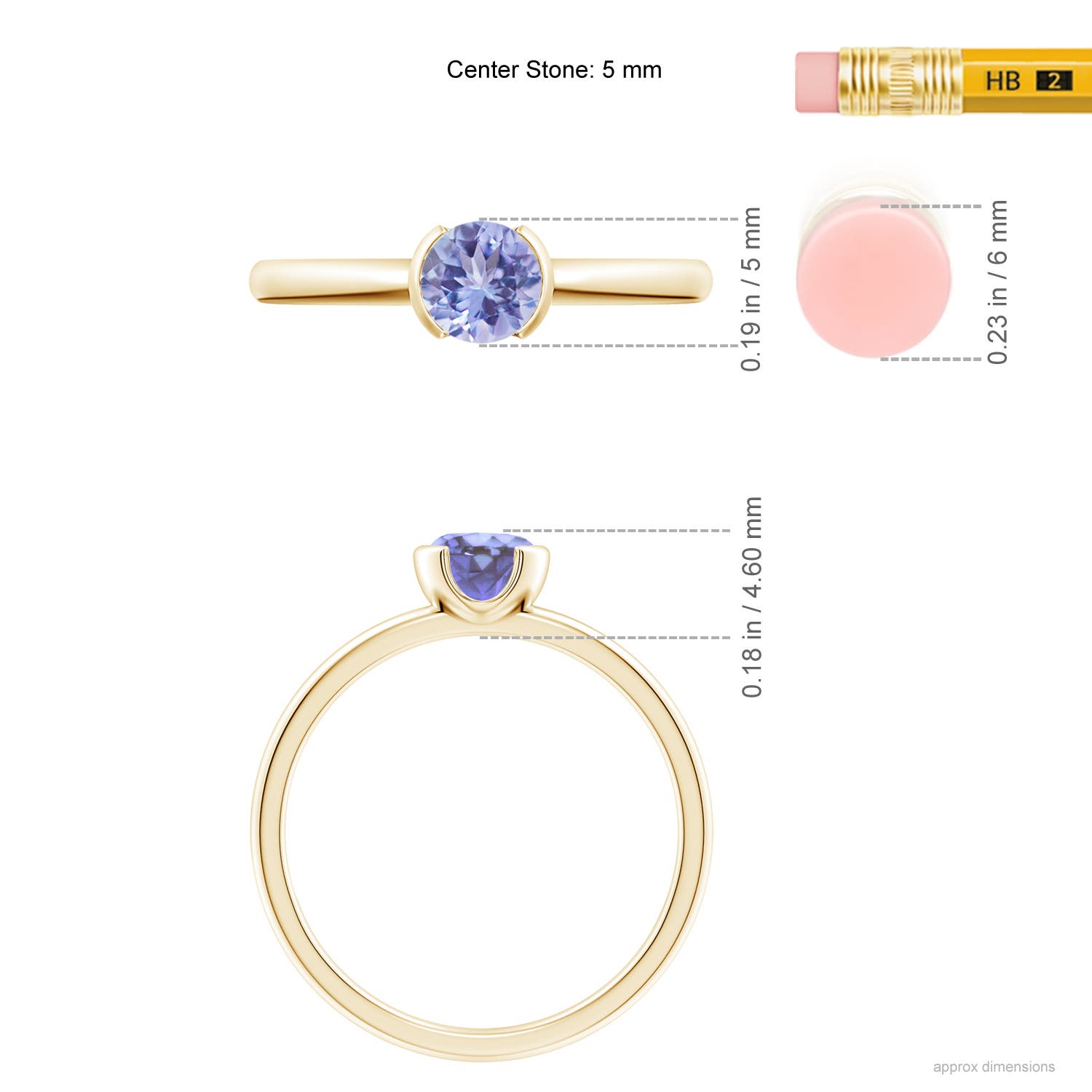 AA - Tanzanite / 0.5 CT / 14 KT Yellow Gold