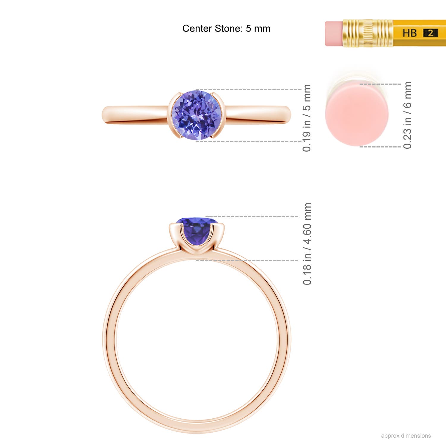 AAA - Tanzanite / 0.5 CT / 14 KT Rose Gold