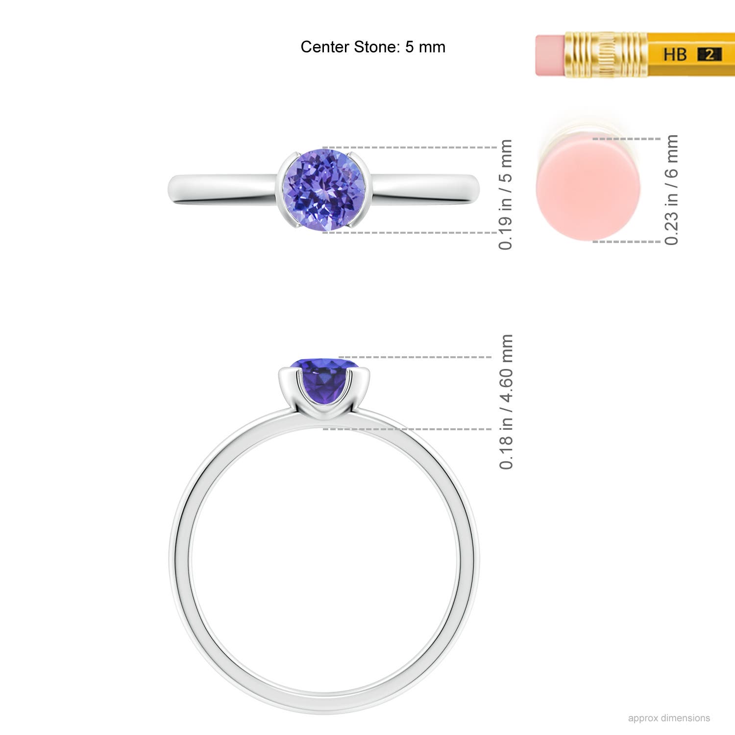 AAA - Tanzanite / 0.5 CT / 14 KT White Gold