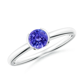 5mm AAAA Semi Bezel-Set Tanzanite Solitaire Engagement Ring in White Gold