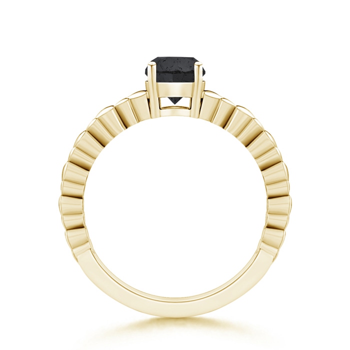 5.8mm A Round Enhanced Black Diamond Solitaire Ring with Heart Carving in Yellow Gold product image