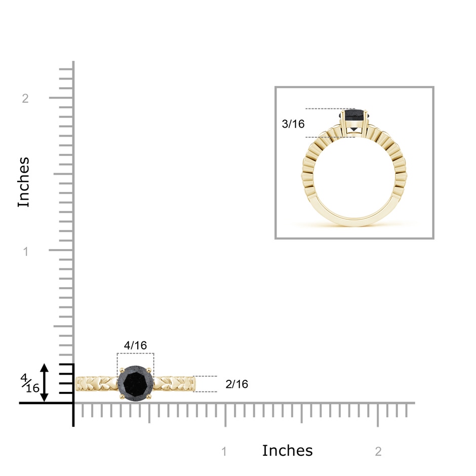 5.8mm A Round Enhanced Black Diamond Solitaire Ring with Heart Carving in Yellow Gold product image