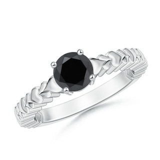 5.8mm AA Round Enhanced Black Diamond Solitaire Ring with Heart Carving in P950 Platinum