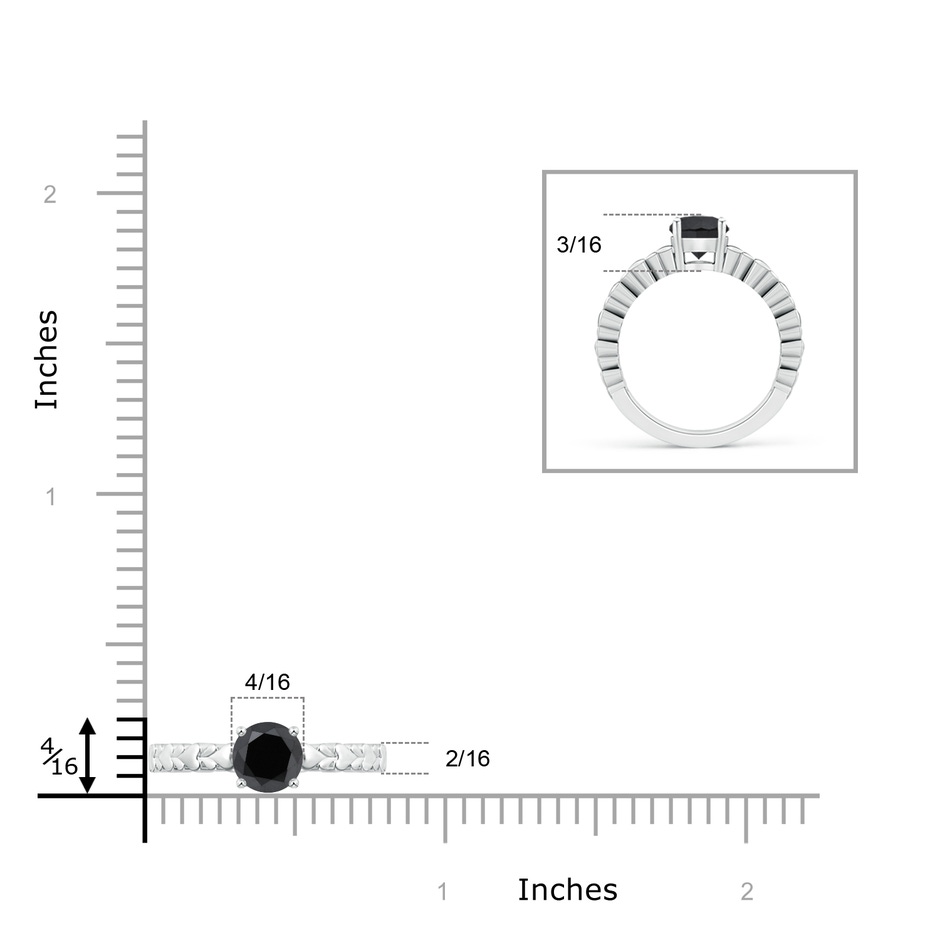 5.8mm AA Round Enhanced Black Diamond Solitaire Ring with Heart Carving in White Gold product image