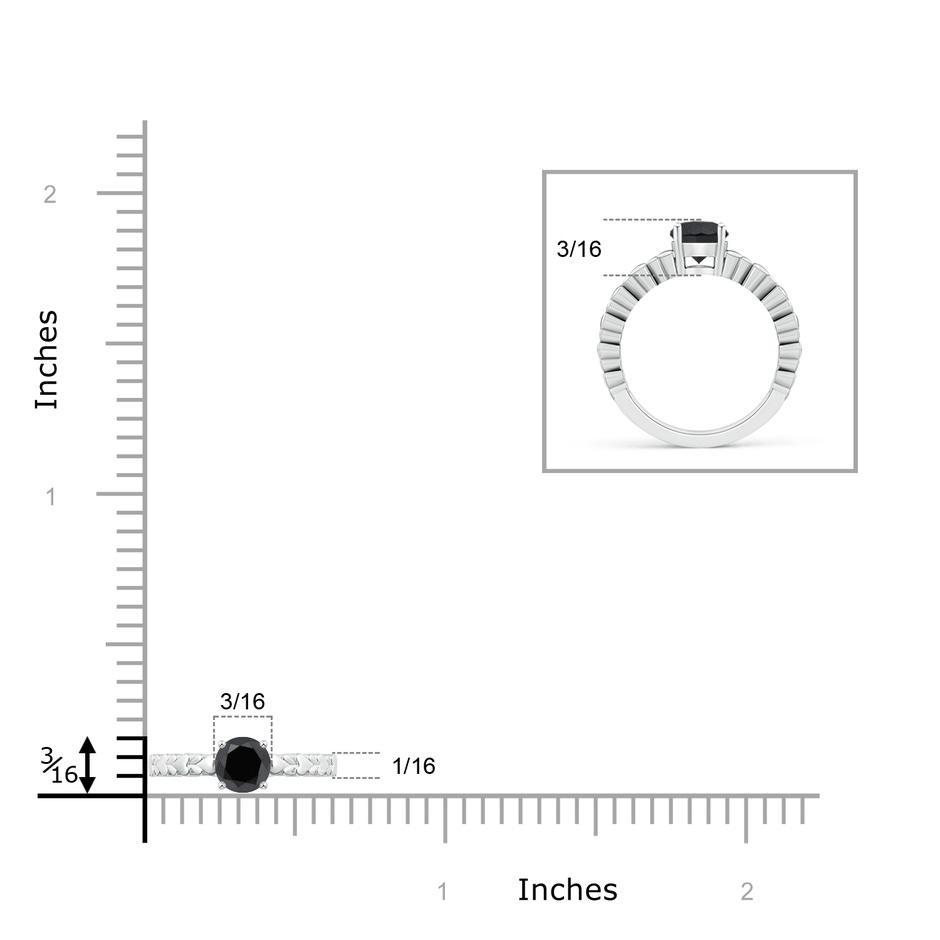 5mm AA Round Enhanced Black Diamond Solitaire Ring with Heart Carving in P950 Platinum product image