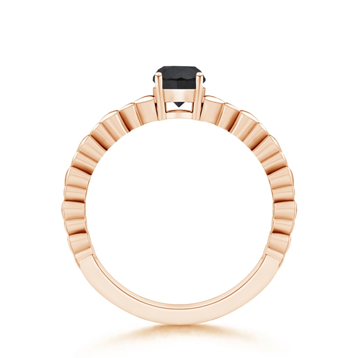 5mm AA Round Enhanced Black Diamond Solitaire Ring with Heart Carving in Rose Gold product image