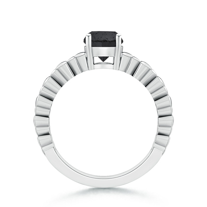 6.4mm A Round Enhanced Black Diamond Solitaire Ring with Heart Carving in White Gold product image