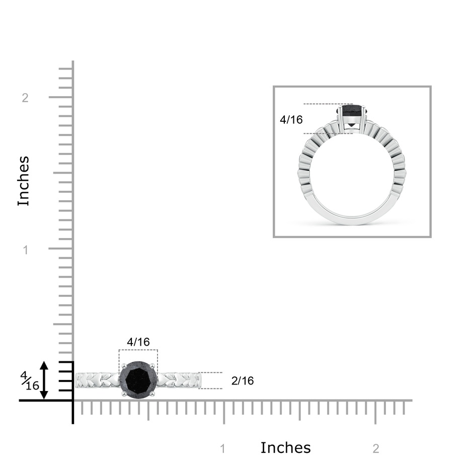 6.4mm A Round Enhanced Black Diamond Solitaire Ring with Heart Carving in White Gold product image