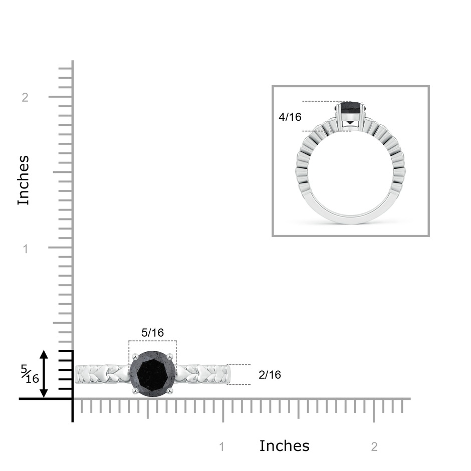 8mm A Round Enhanced Black Diamond Solitaire Ring with Heart Carving in White Gold product image