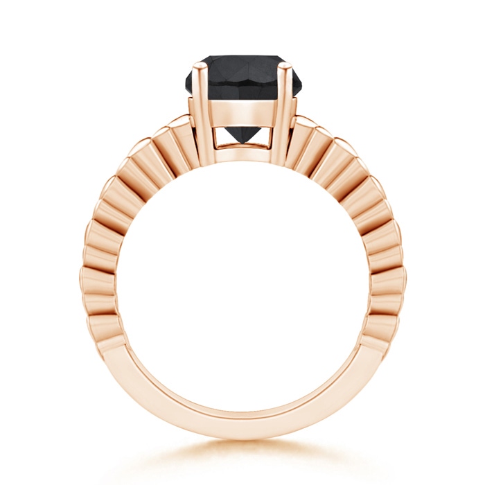 8mm AA Round Enhanced Black Diamond Solitaire Ring with Heart Carving in Rose Gold product image