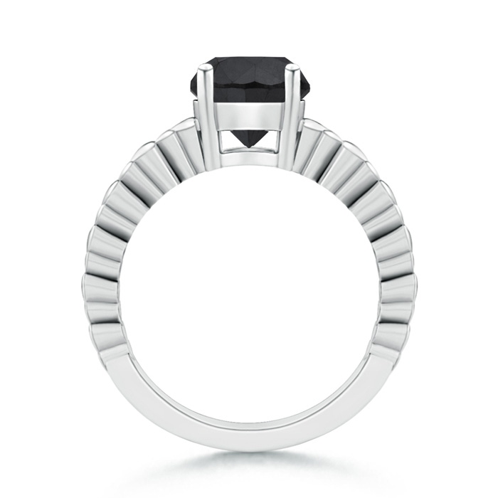 8mm AA Round Enhanced Black Diamond Solitaire Ring with Heart Carving in White Gold product image