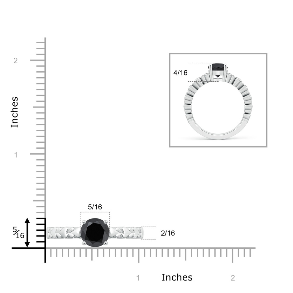 8mm AA Round Enhanced Black Diamond Solitaire Ring with Heart Carving in White Gold product image