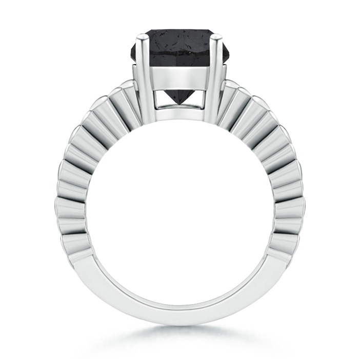 9.2mm A Round Enhanced Black Diamond Solitaire Ring with Heart Carving in White Gold product image