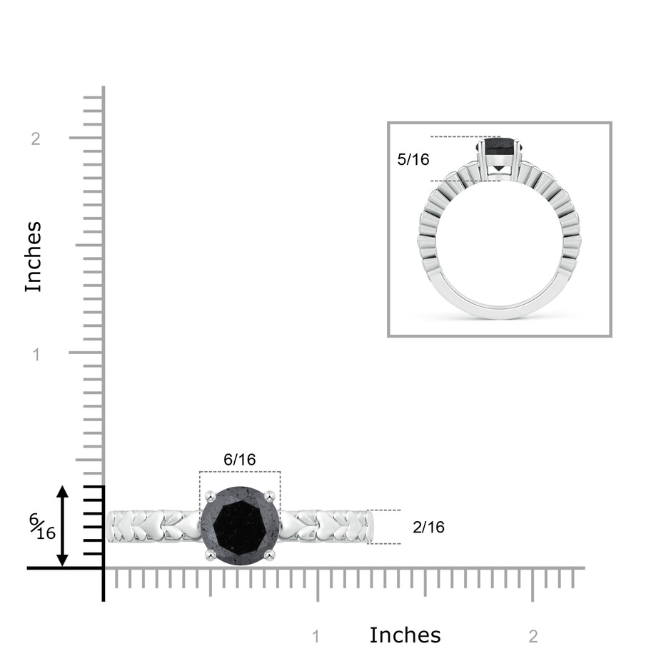 9.2mm A Round Enhanced Black Diamond Solitaire Ring with Heart Carving in White Gold product image