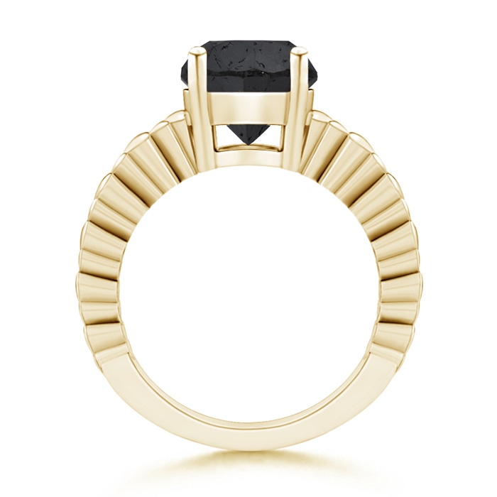 9.2mm A Round Enhanced Black Diamond Solitaire Ring with Heart Carving in Yellow Gold product image