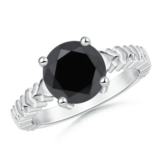 9.2mm AA Round Enhanced Black Diamond Solitaire Ring with Heart Carving in P950 Platinum