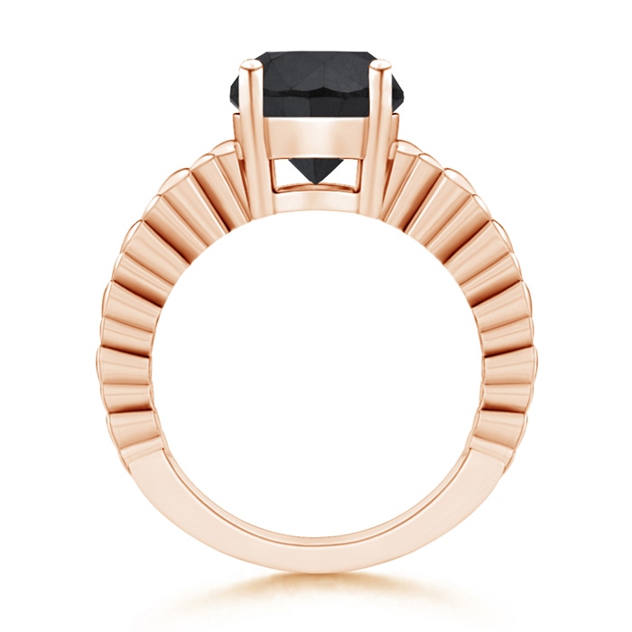 9.2mm AA Round Enhanced Black Diamond Solitaire Ring with Heart Carving in Rose Gold product image