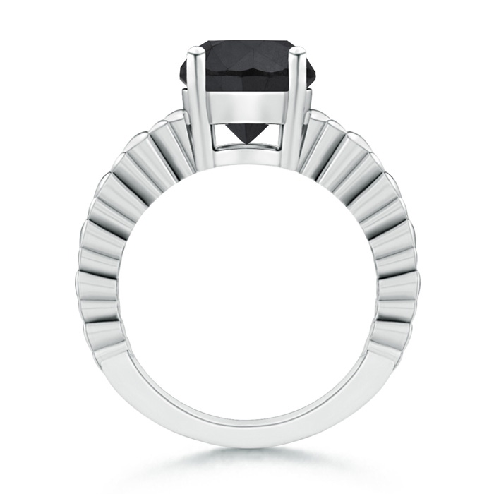 9.2mm AA Round Enhanced Black Diamond Solitaire Ring with Heart Carving in White Gold product image